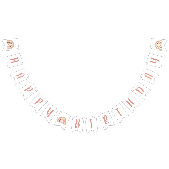 Bandeirinha Pastel Boho Rainbow Girls Feliz Aniversário (Todos)