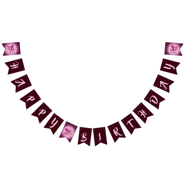 Bandeirinha Pégasus Rosa "Feliz Aniversário" (Todos)