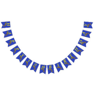 Bandeirinha Peixe Abstrato de Aniversário Feliz e Brilhante