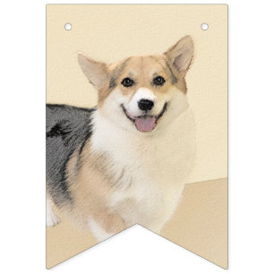 Bandeirinha Pembroke Welsh Corgi - Pintura Original para Cacho