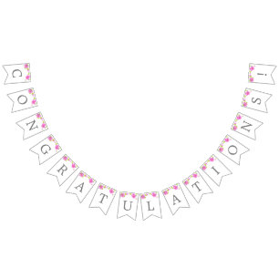 Bandeirinha Peonias Rosa Personalizáveis - Faixa de Ocasião