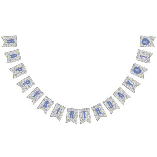 Bandeirinha Pequeno doce Parabéns de Ervilha Floral