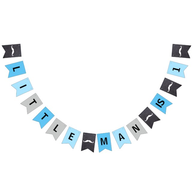 Bandeirinha "PEQUENO HOMEM É 1" - PRIMEIRO ANIVERSÁRIO - azul (Todos)