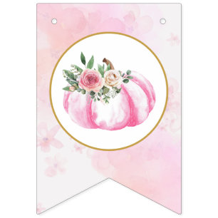 Bandeirinha Pequeno Pino Pumpkin Floral Queda Primeiro Anivers
