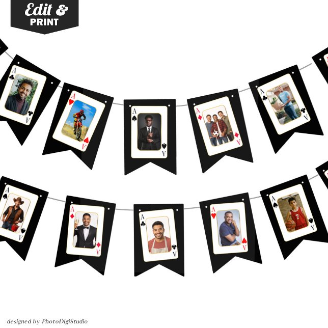 Bandeirinha Personalização de Elementos Fotográficos, Pôquer d (Personalized Photo Bunting, Custom Casino Poker Bunting Flags)