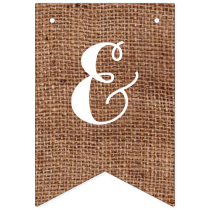 Bandeirinha Personalizável Sr. e Sra. Bunting em FAUX Burlap