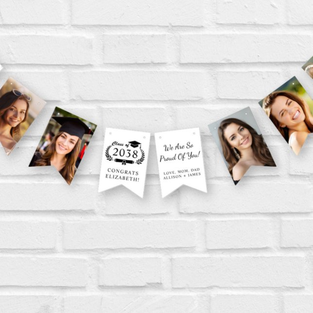 Bandeirinha Personalized Graduation Party Photo (Personalized Graduation Party Photo Bunting Flags)