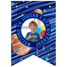 Bandeirinha Personalized Outer Space Galaxy Kids Photo