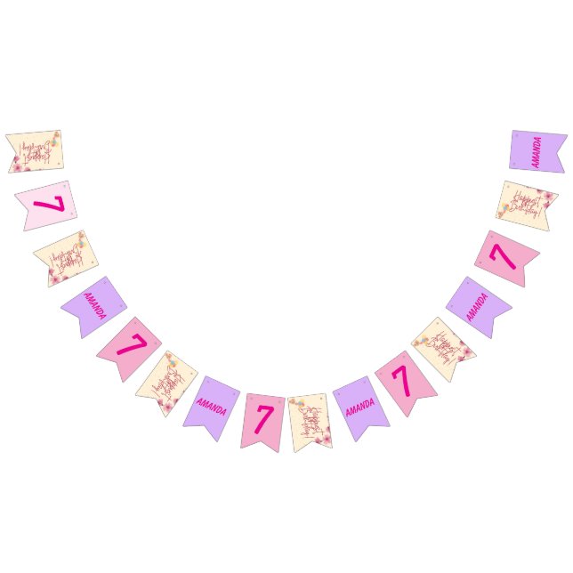 Bandeirinha Personalized stripe and spot birthday bunting  (Todos)