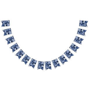Bandeirinha Pervinca Toile floral azul No.1 customizável