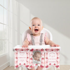 Bandeirinha Photo Red Gingham Bows Berry First Bunting Flags