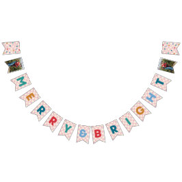 Bandeirinha Pink Checkerboard Merry & Bright Bunting Banner