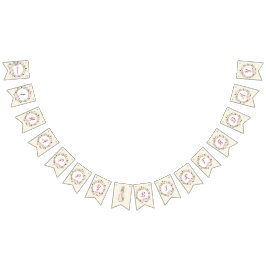 Bandeirinha Pink clássico Peter o Rabbit Floral Birthday