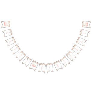 Bandeirinha Pink Floral Swan Princess Happy Birthday Bunting 