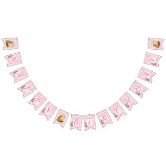 Bandeirinha Pink Gingham Happy Birday