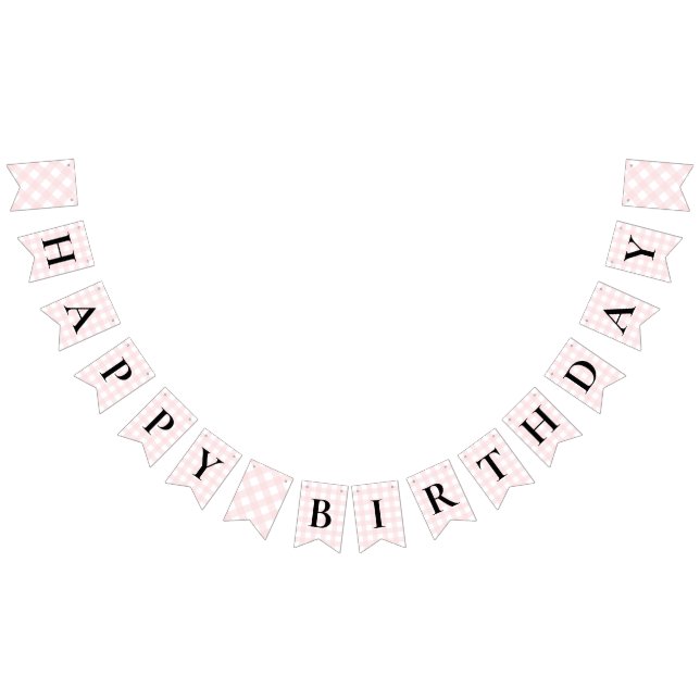Bandeirinha Pink Gingham Happy Birthday - Banner (Todos)