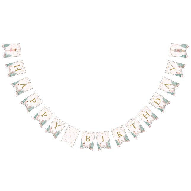 Bandeirinha Pink Nutcracker Ballet Birthday Bunting Flags (Todos)