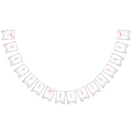 Bandeirinha Pink Oneder primeiro aniversario De Animais Do Oce