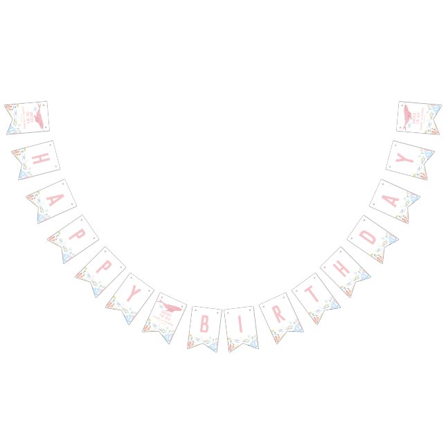 Bandeirinha Pink Oneder primeiro aniversario De Animais Do Oce (Todos)