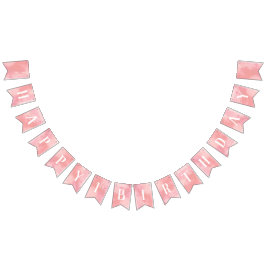 Bandeirinha Pink Watercolor Happy Primeiro Aniversário