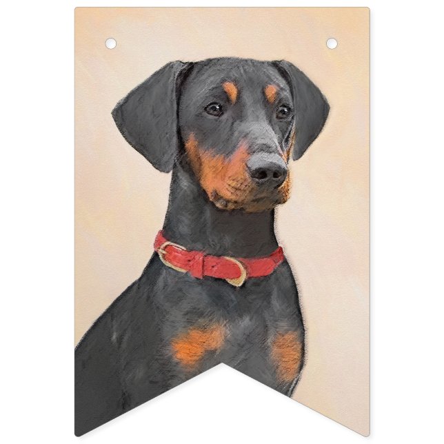 Bandeirinha Pintura Alemã Pinscher Pintura Original Arte Anima (Primeira Bandeira)