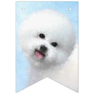Bandeirinha Pintura de Bichon Frise - Arte de Cachorro Origina