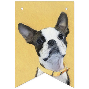 Bandeirinha Pintura de Boston Terrier - Arte de Cão Original