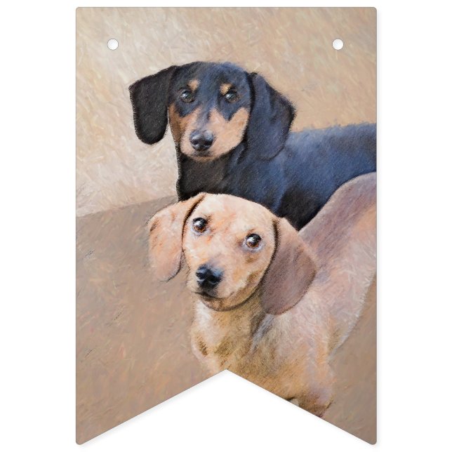 Bandeirinha Pintura de Dachshund (Smooth) - Arte de Cão Origin (Primeira Bandeira)