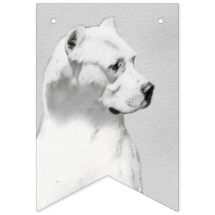 Bandeirinha Pintura de Dogo Argentino - Arte de Cachorro Origi