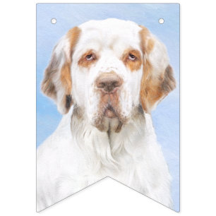 Bandeirinha Pintura de Espanhol Clumber - Arte de Cachorro Ori