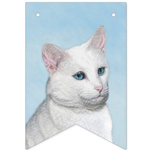 Bandeirinha Pintura de Gatos Brancos - Arte de Gato Original B
