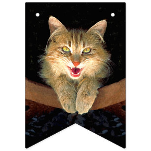 Bandeirinha Pintura De Gatos Loucos - Arte De Gato Original Bo