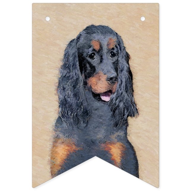 Bandeirinha Pintura de Gordon Setter - Arte de Cachorro Origin (Primeira Bandeira)
