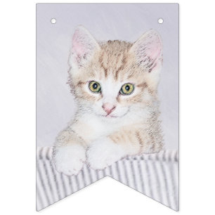 Bandeirinha Pintura de Kitten Amarela - Arte Original para Gat