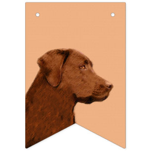 Bandeirinha Pintura de Labrador Retriever (Chocolate) - Arte C
