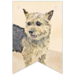 Bandeirinha Pintura de Norwich Terrier - Arte de Cachorro Orig