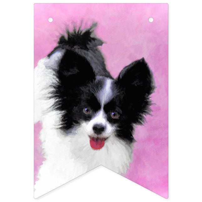 Bandeirinha Pintura de Papillon (Branco e Preto) - Arte Canina (Primeira Bandeira)