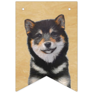 Bandeirinha Pintura de Shiba Inu (preto e Tan) - arte do cão