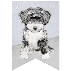 Bandeirinha Pintura de Terrier Tibetano - Arte de cão original