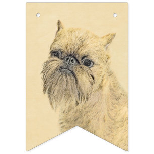 Bandeirinha Pintura em Bruxelas Griffon - Arte original de cãe