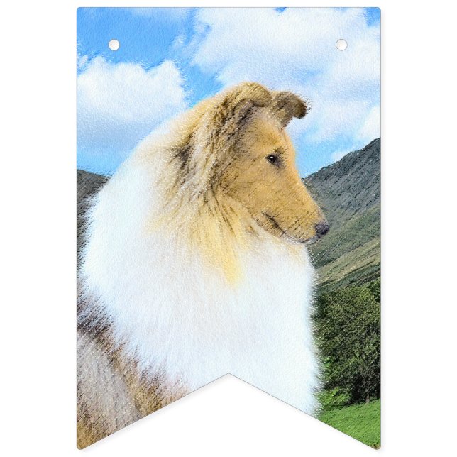 Bandeirinha Pintura em Collie, em Montanhas (Rough) - Arte Can (Primeira Bandeira)