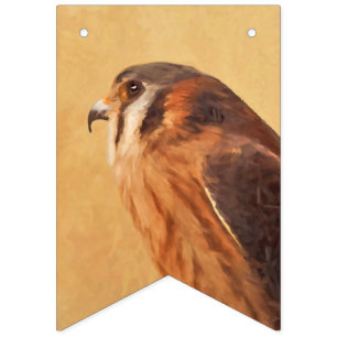 Bandeirinha Pintura em Kestrel Americano - Arte de Pássaro Or