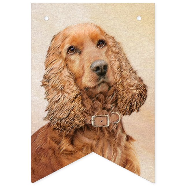 Bandeirinha Pintura Inglesa em Cocker Spaniel - Arte Original  (Primeira Bandeira)