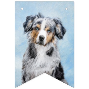 Bandeirinha Pintura Miniatura de Pastor Americano - Arte Canin