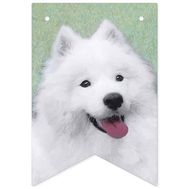 Bandeirinha Pintura Samoyed - Arte Cachorosa Original (Primeira Bandeira)