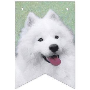 Bandeirinha Pintura Samoyed - Arte Cachorra Original