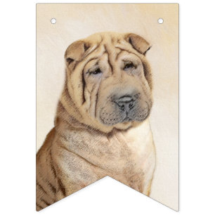 Bandeirinha Pintura Shar Pei - Arte Cachorra Original