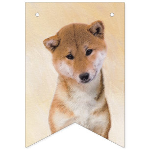 Bandeirinha Pintura (vermelha) de Shiba Inu - arte original do