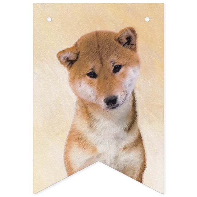 Bandeirinha Pintura (vermelha) de Shiba Inu - arte original do (Primeira Bandeira)