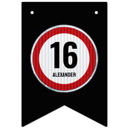 Bandeirinha Placa de Limite de Velocidade de 16 Anos - QUALQUE